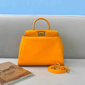 Fendi 8BN244 Peekaboo Iconic Mini Orange Nappa Leather Bag - luxibagsmall