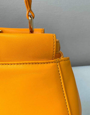 Fendi 8BN244 Peekaboo Iconic Mini Orange Nappa Leather Bag - luxibagsmall