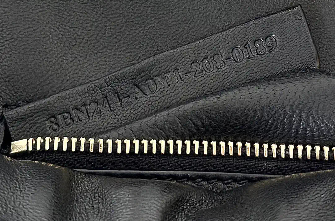 Fendi 8BN244 Peekaboo Iconic Mini Black Ostrich Leather 66806 Bag