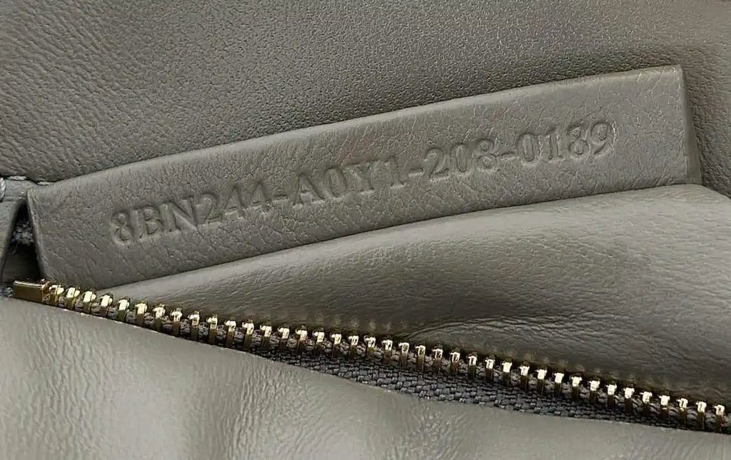 Fendi 8BN244 Peekaboo Iconic Mini Gray Ostrich Leather 66806 Bag