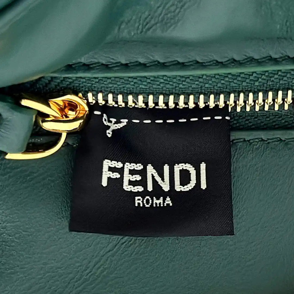 Fendi 8BN244 Peekaboo Iconic Mini Green Ostrich Leather 66806 Bag
