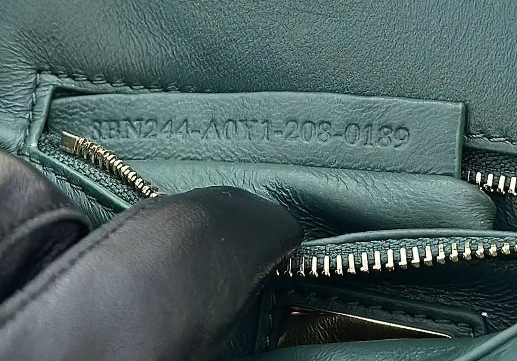 Fendi 8BN244 Peekaboo Iconic Mini Green Ostrich Leather 66806 Bag