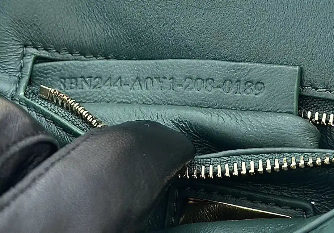 Fendi 8BN244 Peekaboo Iconic Mini Green Ostrich Leather 66806 Bag