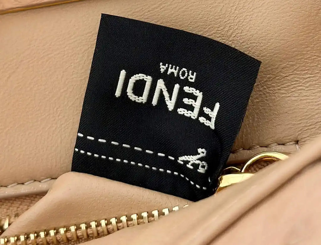 Fendi 8BN244 Peekaboo Iconic Mini Apricot Ostrich Leather 66806 Bag