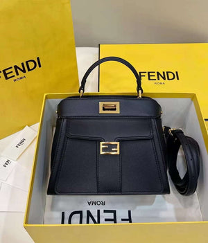 Fendi 8BN244 Peekaboo Mimi Black Leather Bag 8596S - Default Title - View 1