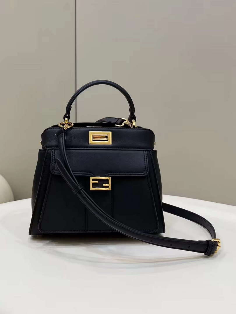 Fendi 8BN244 Peekaboo Mimi Black Leather Bag 8596S