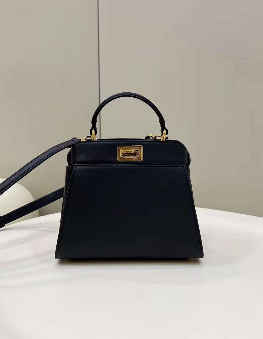 Fendi 8BN244 Peekaboo Mimi Black Leather Bag 8596S