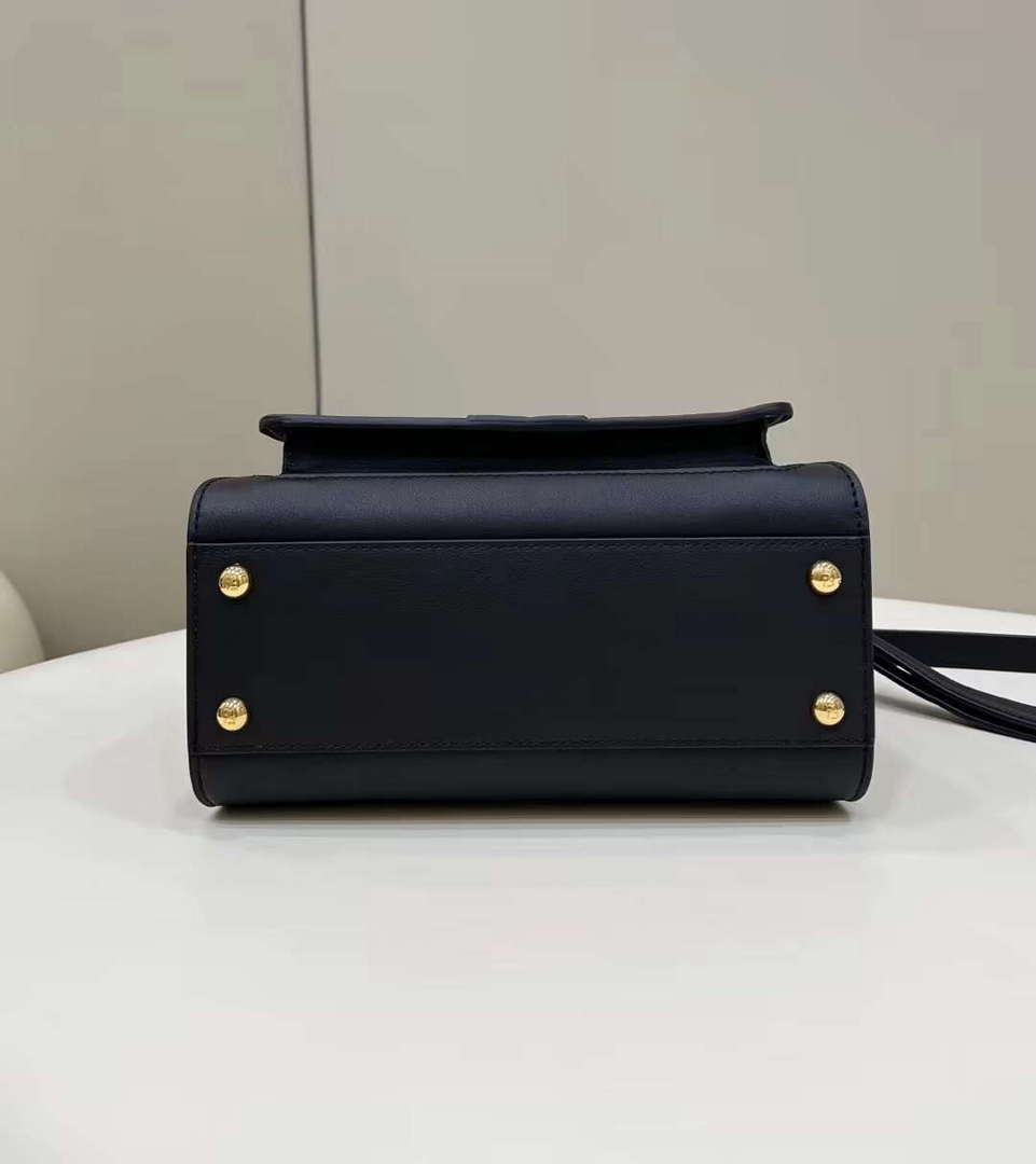 Fendi 8BN244 Peekaboo Mimi Black Leather Bag 8596S