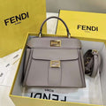 Fendi 8BN244 Peekaboo Mimi Gray Leather Bag 8596S - Default Title - View 1