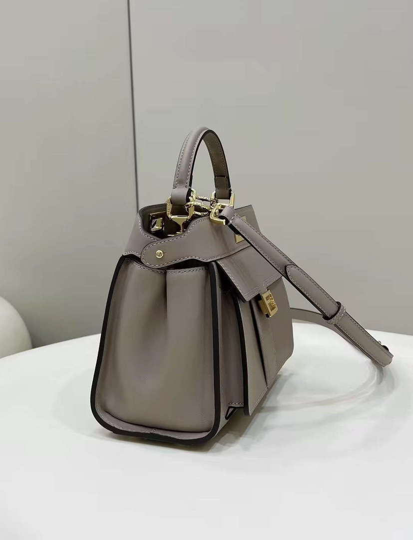 Fendi 8BN244 Peekaboo Mimi Gray Leather Bag 8596S