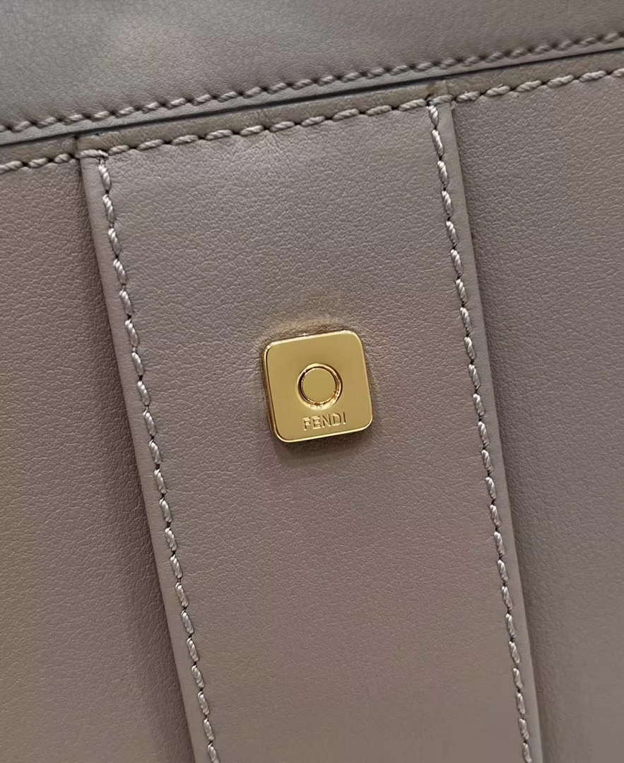 Fendi 8BN244 Peekaboo Mimi Gray Leather Bag 8596S