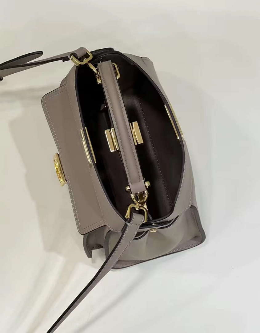 Fendi 8BN244 Peekaboo Mimi Gray Leather Bag 8596S