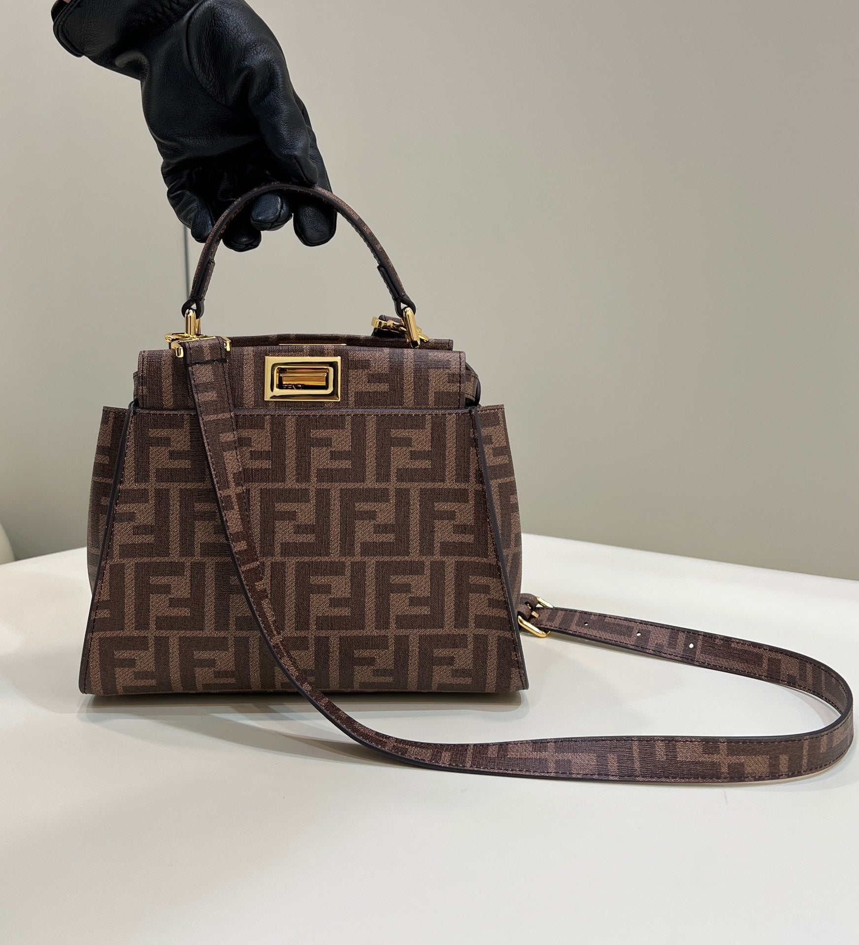 Fendi 8BN244 Peekaboo Mimi Jacquard FF fabric bag 8562 Pinter