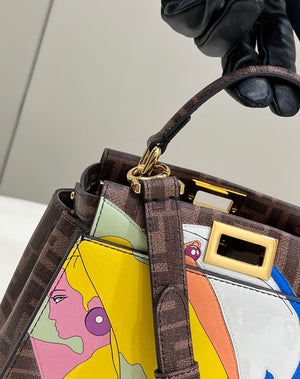 Fendi 8BN244 Peekaboo Mimi Jacquard FF fabric bag 8562 Pinter - Default Title - View 4