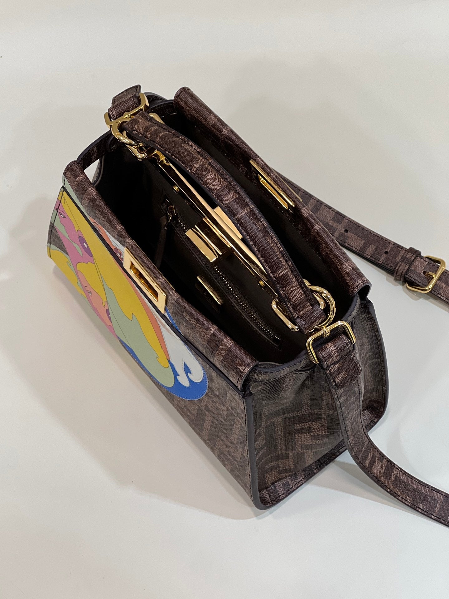 Fendi 8BN244 Peekaboo Mimi Jacquard FF fabric bag 8562 Pinter