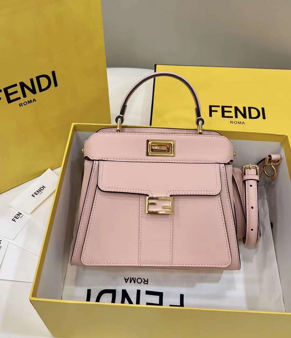 Fendi 8BN244 Peekaboo Mimi Pink Leather Bag 8596S - Default Title - View 1