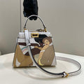 Fendi 8BN244 Peekaboo Mimi White Leather Bag 8562 Pinter FF logo - Default Title - View 1