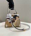 Fendi 8BN244 Peekaboo Mimi White Leather Bag 8562 Pinter FF logo