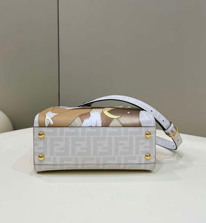 Fendi 8BN244 Peekaboo Mimi White Leather Bag 8562 Pinter FF logo - Default Title - View 4