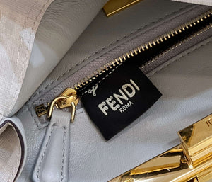 Fendi 8BN244 Peekaboo Mimi White Leather Bag 8562 Pinter FF logo - Default Title - View 8