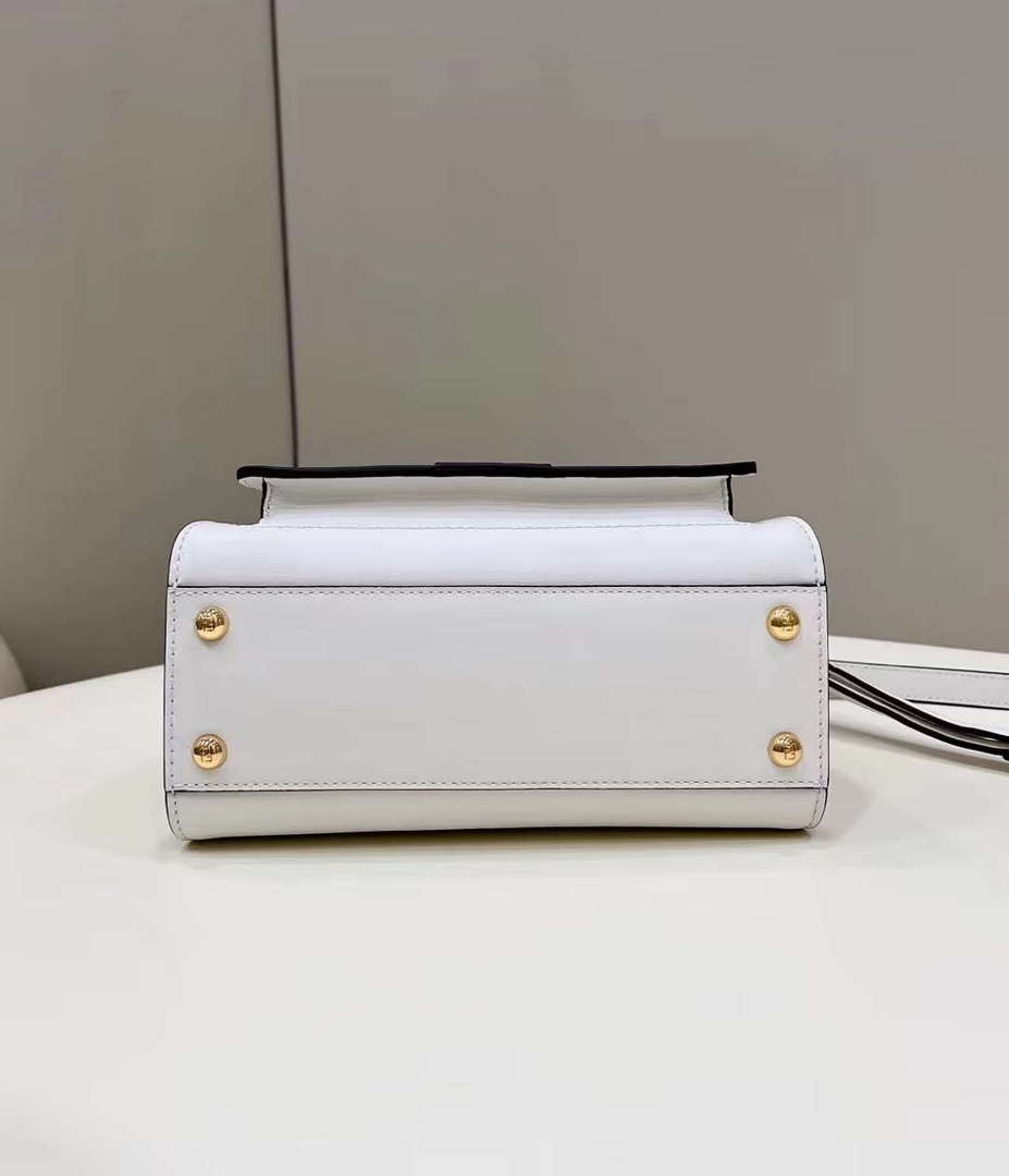 Fendi 8BN244 Peekaboo Mimi White Leather Bag 8596S