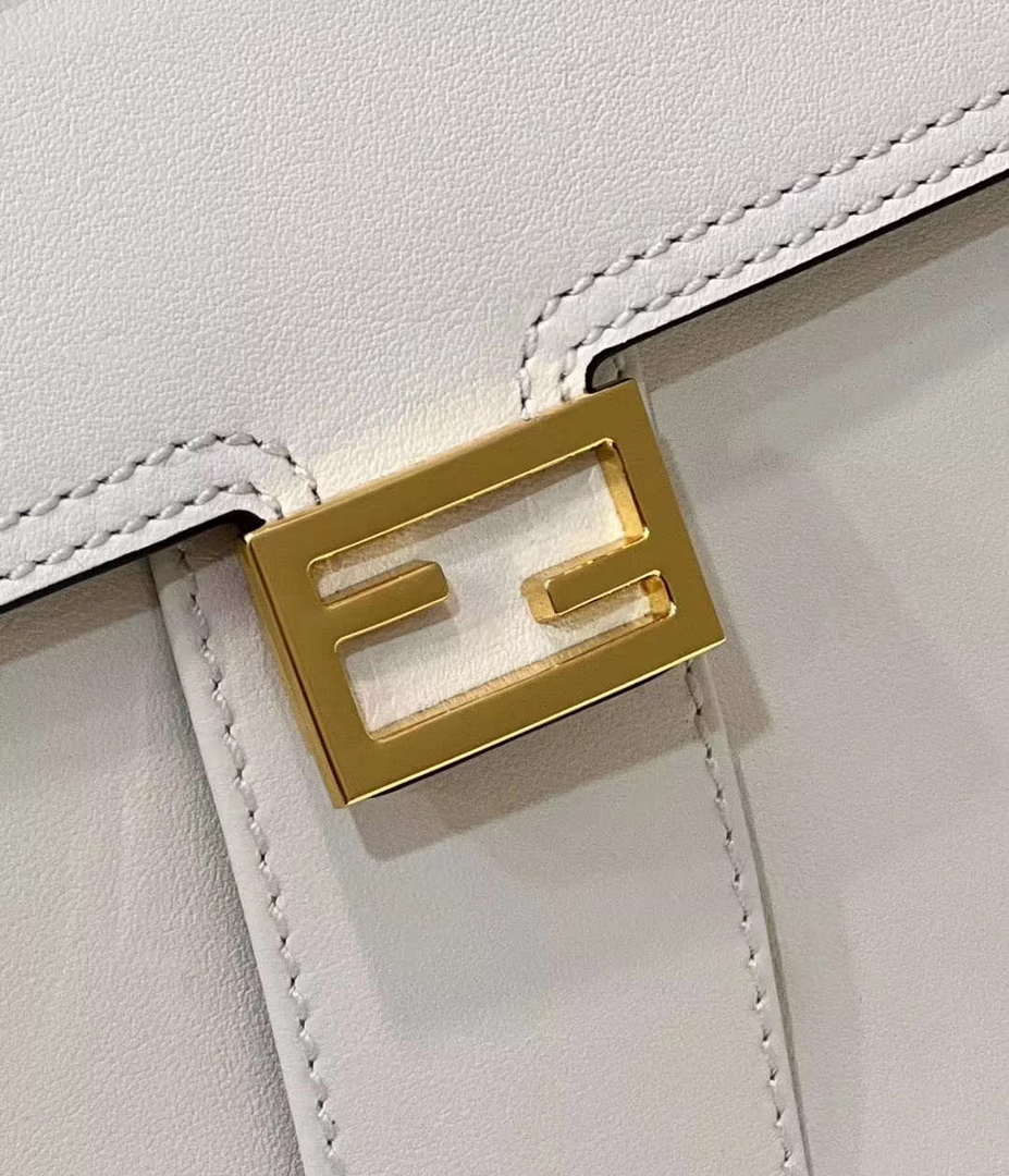 Fendi 8BN244 Peekaboo Mimi White Leather Bag 8596S