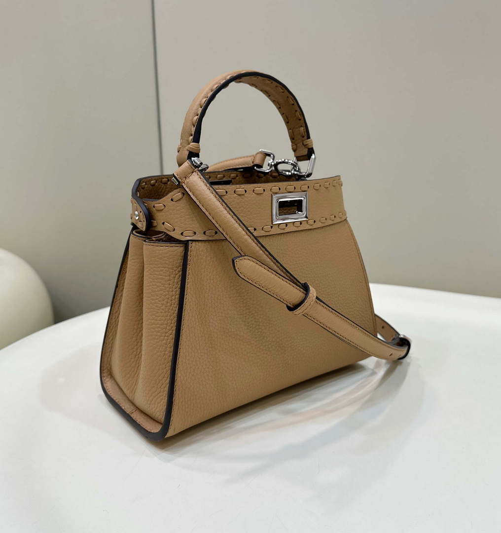 Fendi 8BN244 Peekaboo Mini Apricot Selleria bag with 220 hand-sewn topstitches 8615