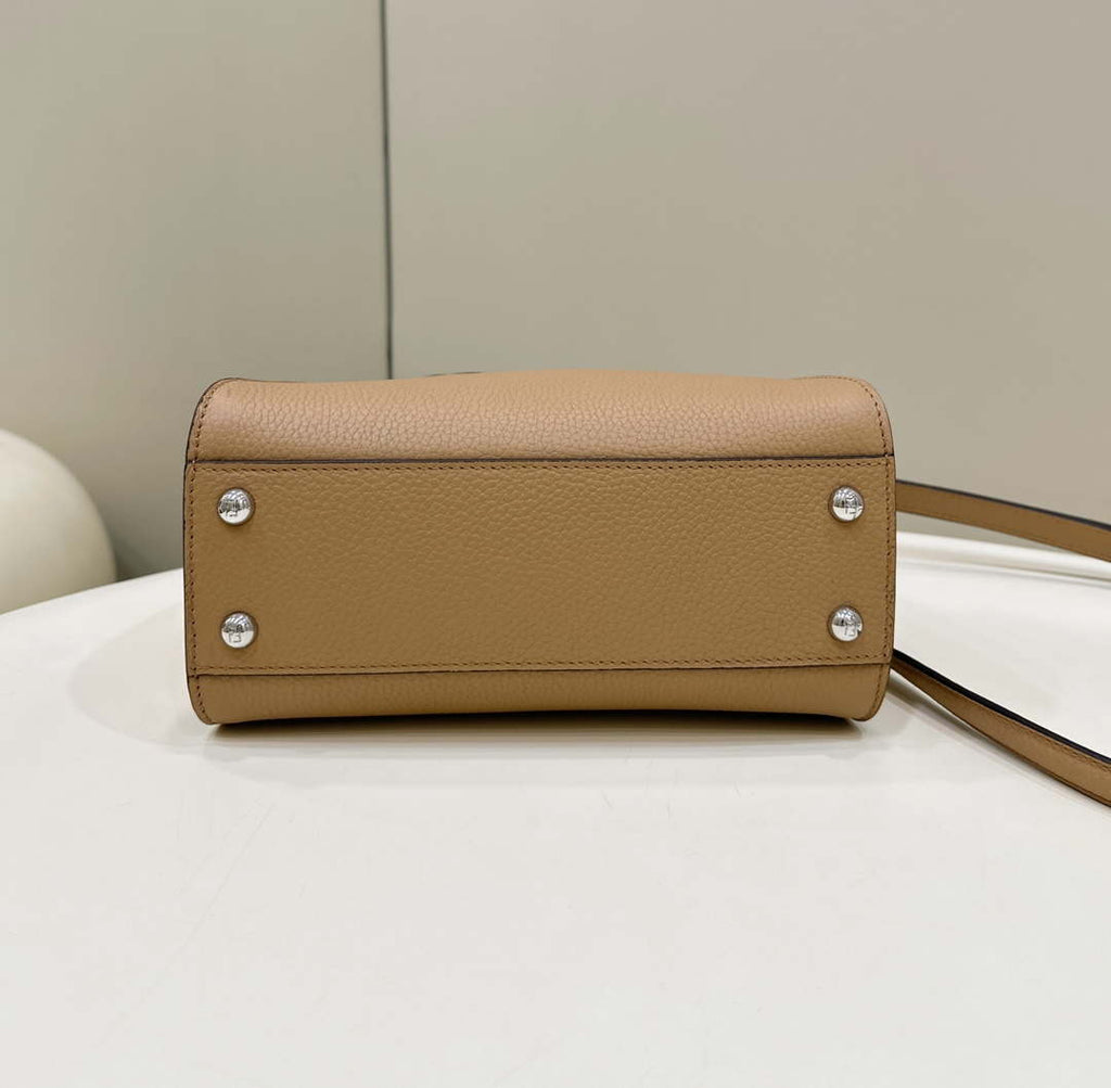 Fendi 8BN244 Peekaboo Mini Apricot Selleria bag with 220 hand-sewn topstitches 8615