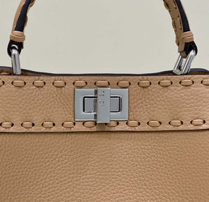 Fendi 8BN244 Peekaboo Mini Apricot Selleria bag with 220 hand-sewn topstitches 8615 - Default Title - View 8