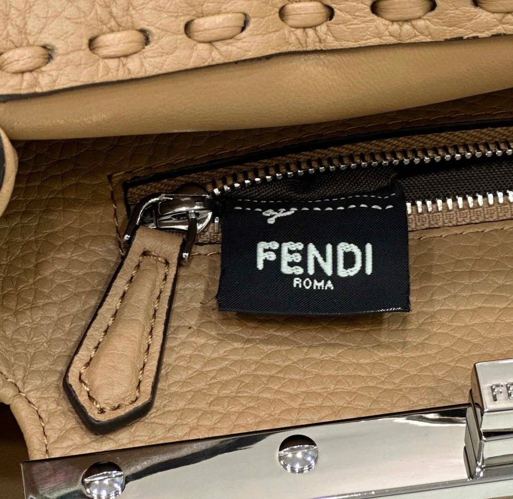 Fendi 8BN244 Peekaboo Mini Apricot Selleria bag with 220 hand-sewn topstitches 8615