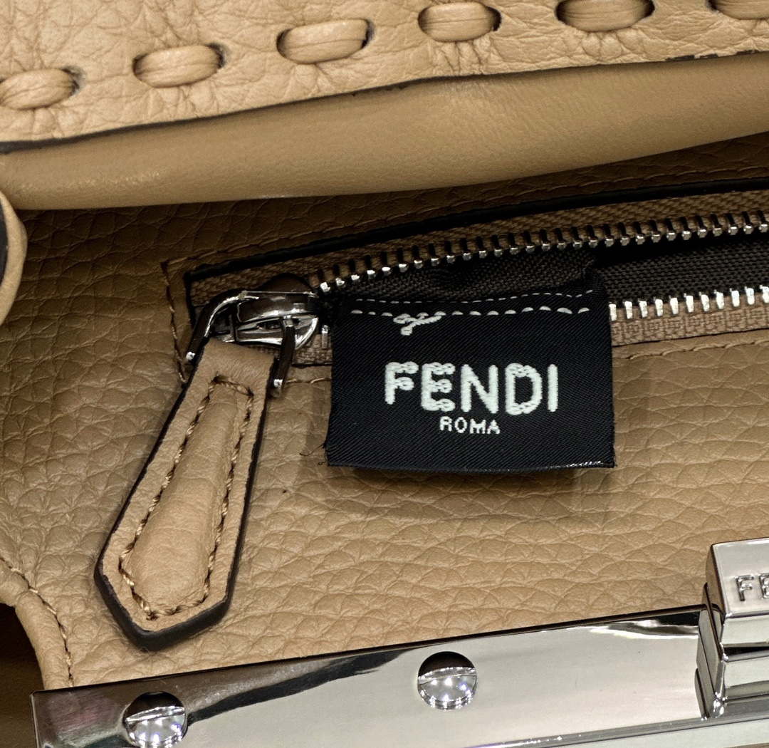 Fendi 8BN244 Peekaboo Mini Apricot Selleria bag with 220 hand-sewn topstitches 8615
