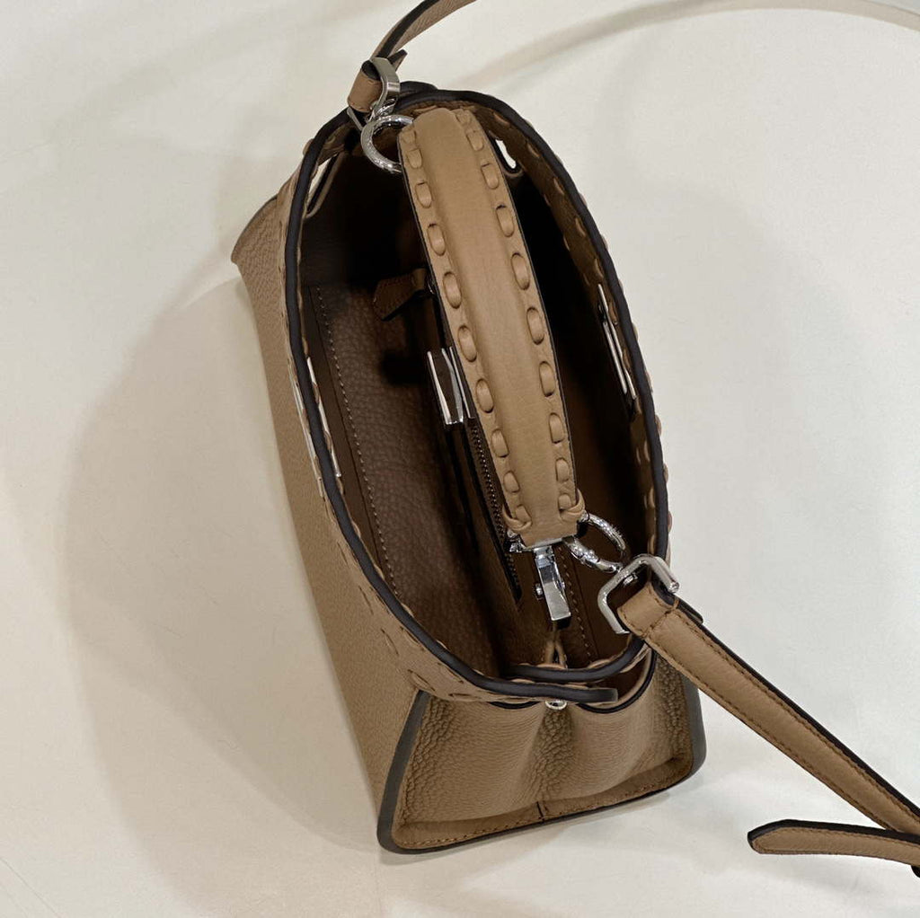Fendi 8BN244 Peekaboo Mini Apricot Selleria bag with 220 hand-sewn topstitches 8615