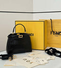Fendi 8BN244 Peekaboo Mini Bag Black Python Leather Bag 66803