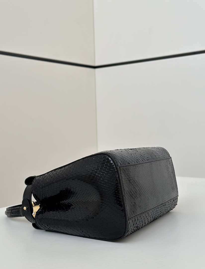 Fendi 8BN244 Peekaboo Mini Bag Black Python Leather Bag 66803