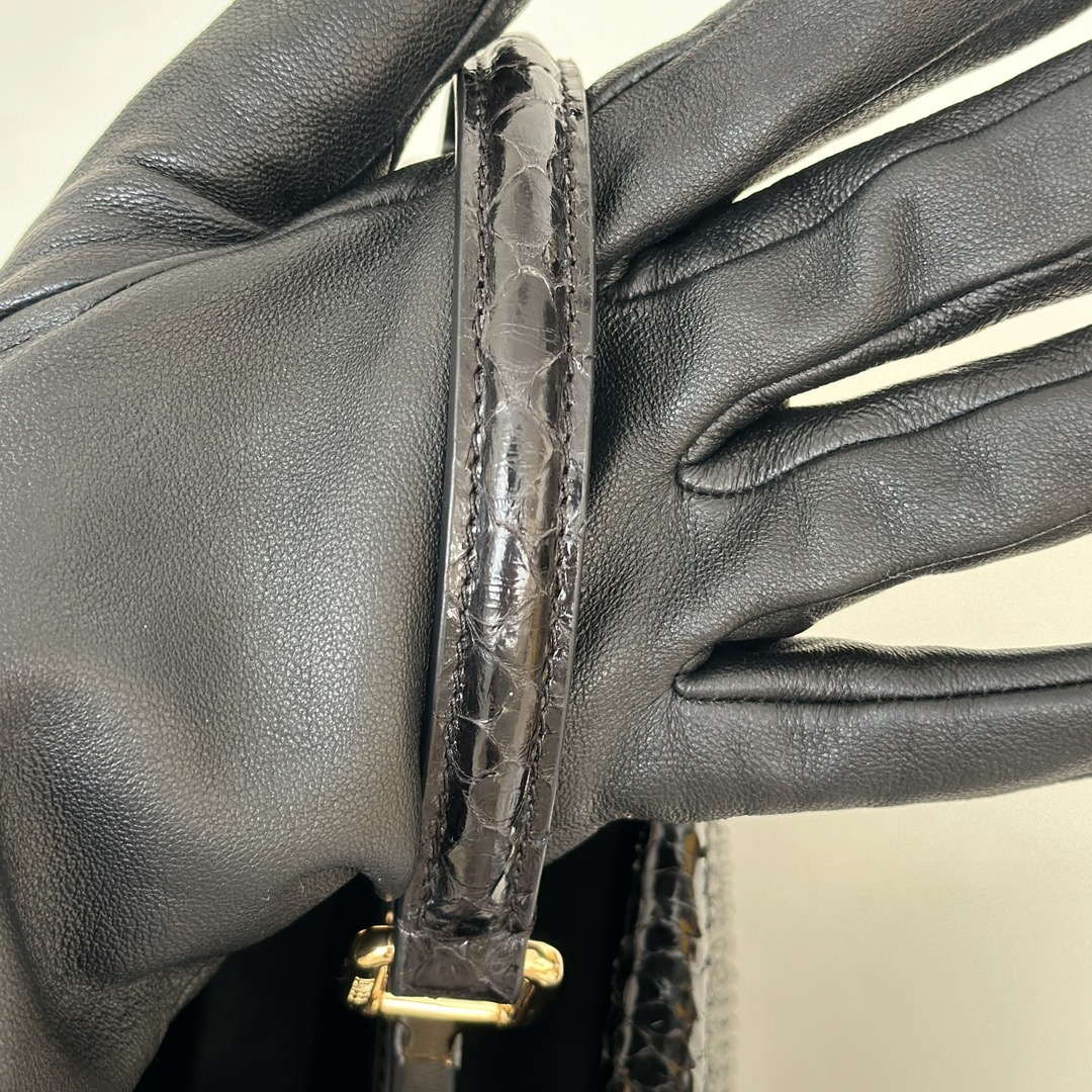 Fendi 8BN244 Peekaboo Mini Bag Black Python Leather Bag 66803 - Default Title - View 5