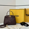 Fendi 8BN244 Peekaboo Mini Bag Dark Brown Python Leather Bag 66803 - Default Title - View 1