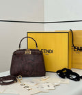 Fendi 8BN244 Peekaboo Mini Bag Dark Brown Python Leather Bag 66803