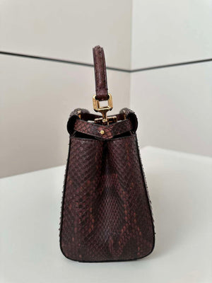 Fendi 8BN244 Peekaboo Mini Bag Dark Brown Python Leather Bag 66803 - Default Title - View 2