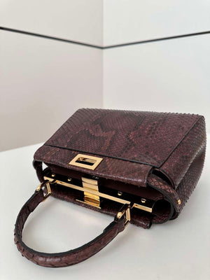 Fendi 8BN244 Peekaboo Mini Bag Dark Brown Python Leather Bag 66803 - Default Title - View 6