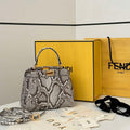Fendi 8BN244 Peekaboo Mini Bag Gray Python Leather Bag 66803 - Default Title - View 1