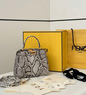 Fendi 8BN244 Peekaboo Mini Bag Gray Python Leather Bag 66803 - Default Title - View 1