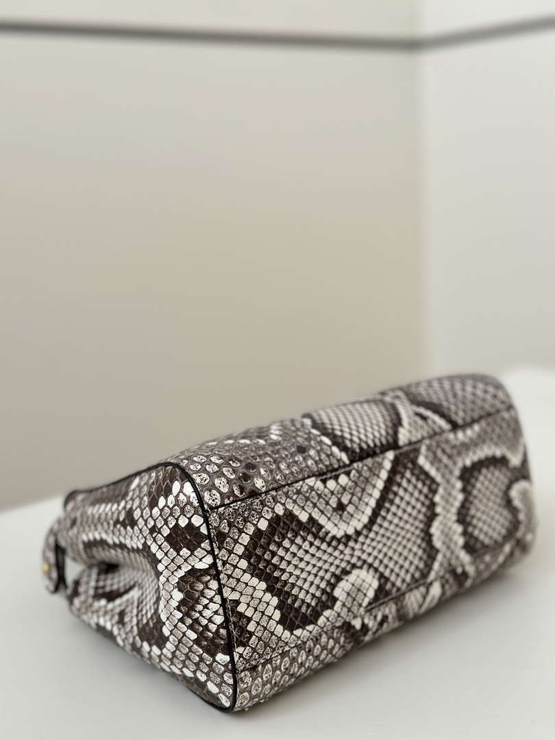Fendi 8BN244 Peekaboo Mini Bag Gray Python Leather Bag 66803