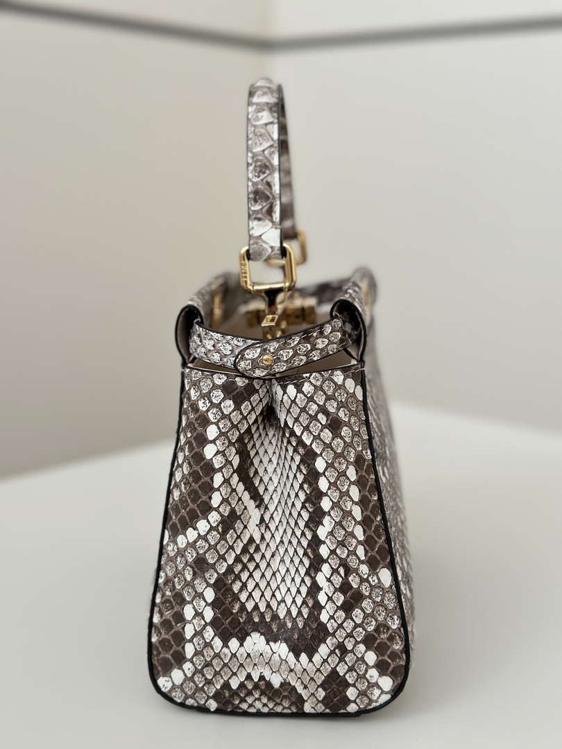 Fendi 8BN244 Peekaboo Mini Bag Gray Python Leather Bag 66803