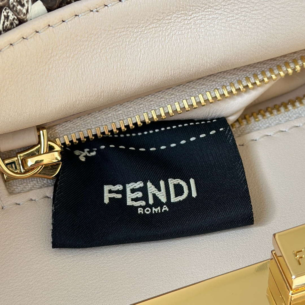 Fendi 8BN244 Peekaboo Mini Bag Gray Python Leather Bag 66803