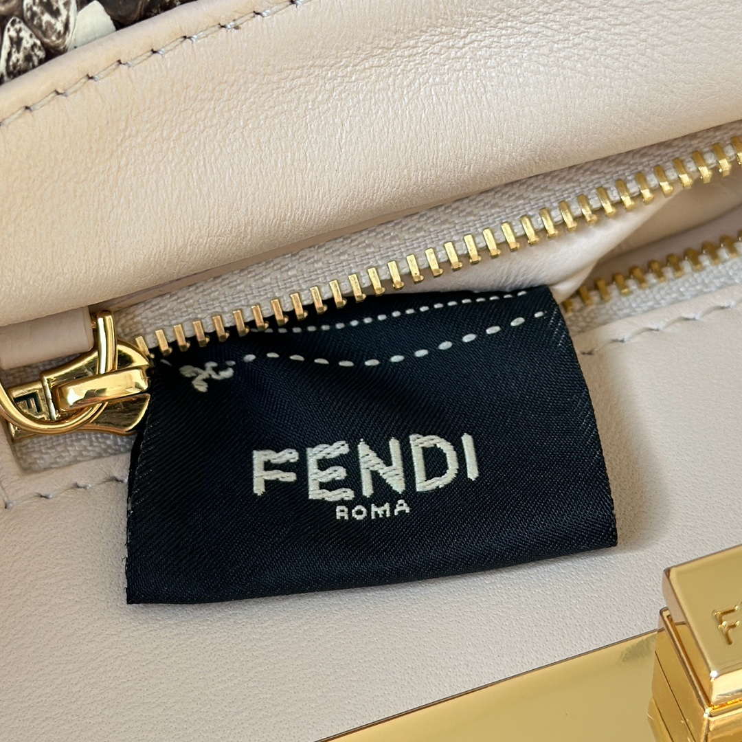 Fendi 8BN244 Peekaboo Mini Bag Gray Python Leather Bag 66803