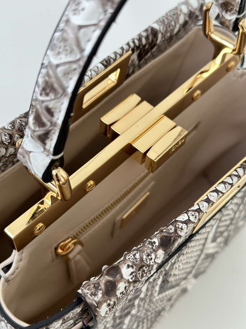 Fendi 8BN244 Peekaboo Mini Bag Gray Python Leather Bag 66803