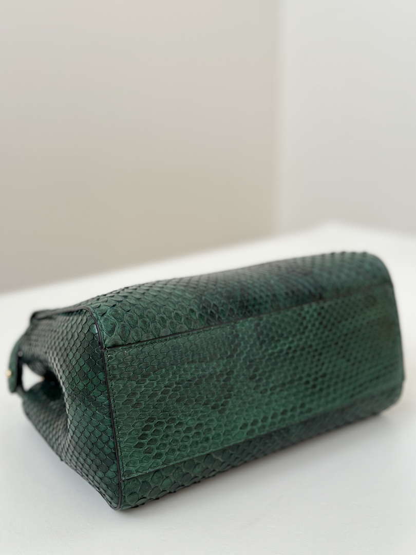 Fendi 8BN244 Peekaboo Mini Bag Green Python Leather Bag 66803