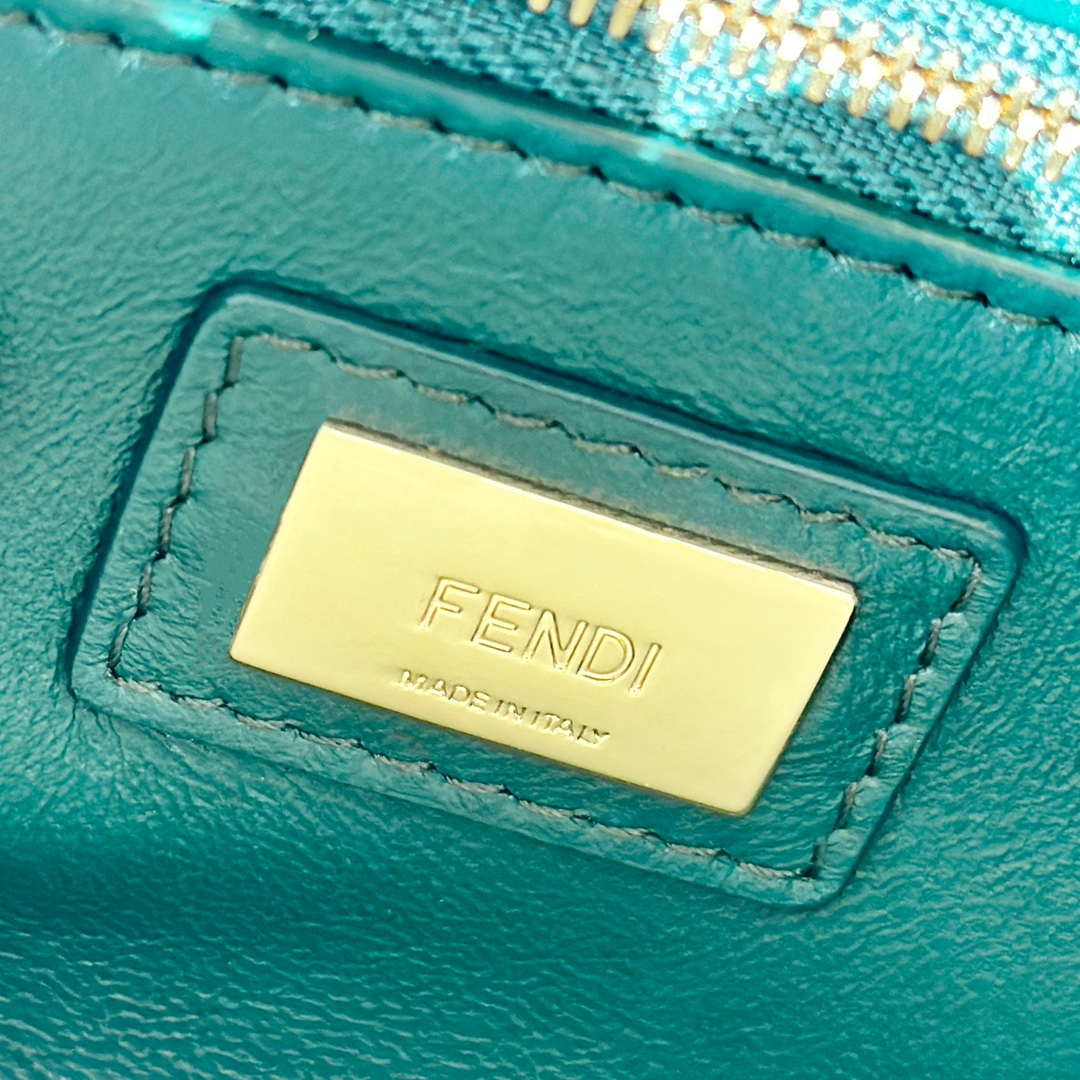 Fendi 8BN244 Peekaboo Mini Bag Green Python Leather Bag 66803