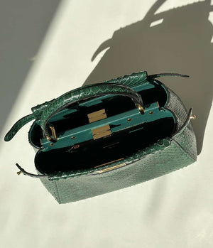 Fendi 8BN244 Peekaboo Mini Bag Green Python Leather Bag 66803 - Default Title - View 9