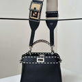 Fendi 8BN244 Peekaboo Mini Black Selleria bag with 220 hand-sewn topstitches 8522A - Default Title - View 1